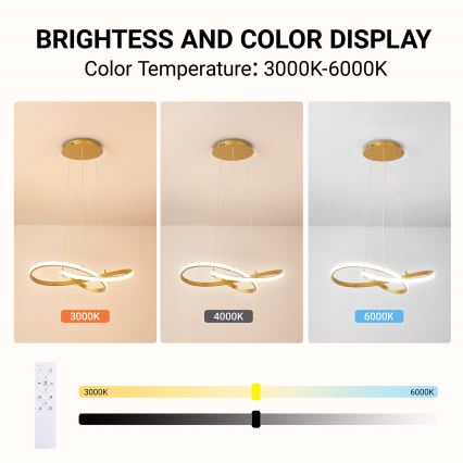 Brilagi - LED-hämardatav lühter kaablil INFINITY LED/55W/230V 3000-6000K 50x50 cm kuldne + kaugjuhtimispult