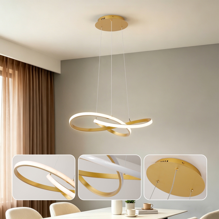 Brilagi - LED-hämardatav lühter kaablil INFINITY LED/55W/230V 3000-6000K 50x50 cm kuldne + kaugjuhtimispult