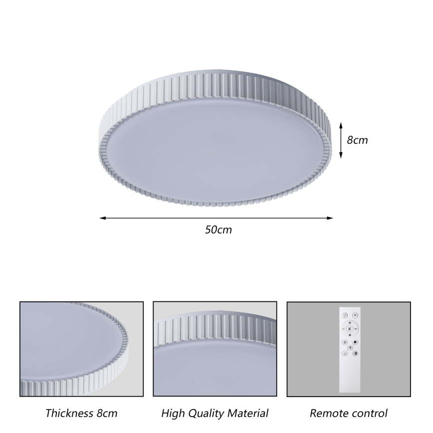 Brilagi - hämardatav LED-laevalgusti CORVO LED/72W/230V 3000-6000K valge, läbimõõt 50 cm + kaugjuhtimispult