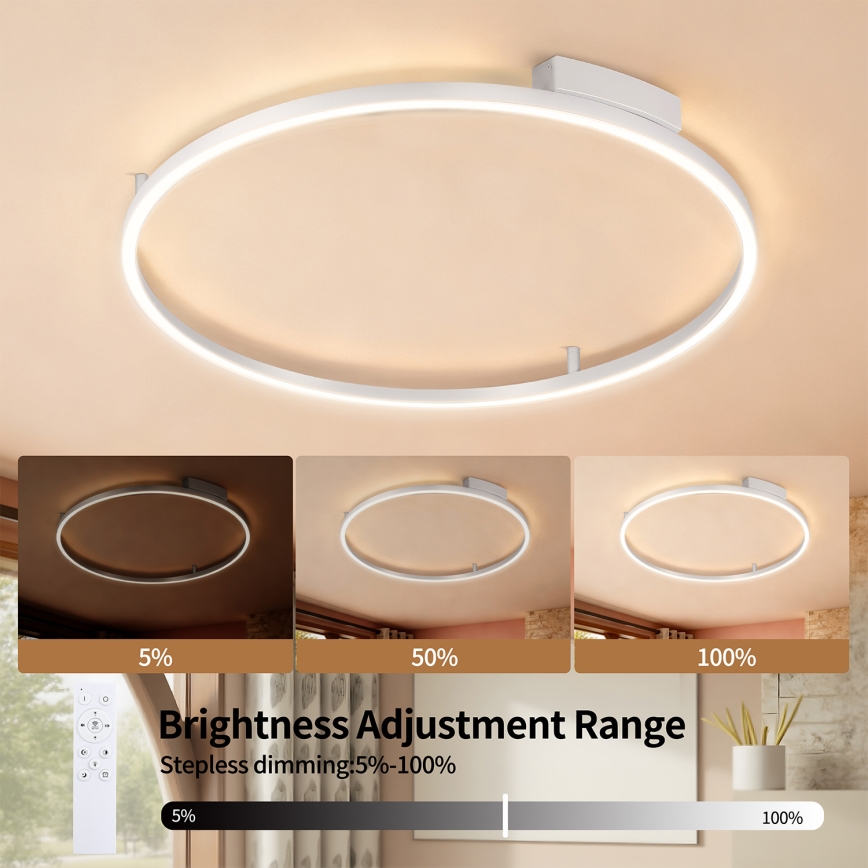 Brilagi - Hämardatav LED-laelamp PORTOFINO LED/60W/230V 3000-6000K läbimõõt 80 cm hõbedane + kaugjuhtimispult