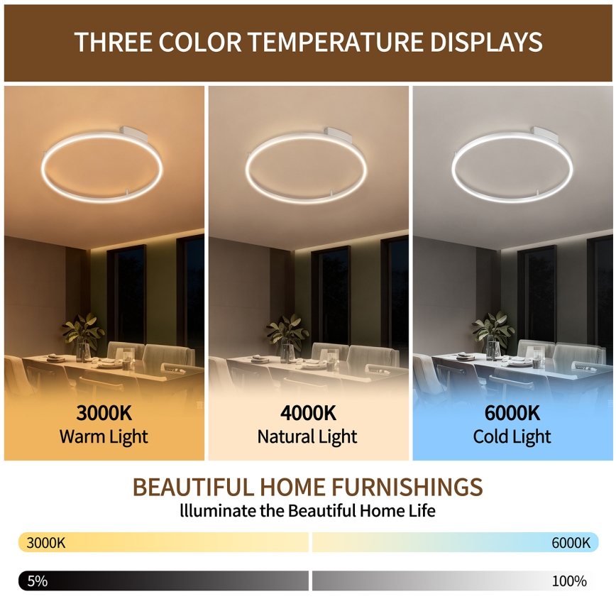 Brilagi - Hämardatav LED-laelamp PORTOFINO LED/60W/230V 3000-6000K läbimõõt 80 cm hõbedane + kaugjuhtimispult
