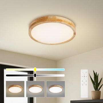 BRILAGI - Hämardatav laelamp WOODLINE LED/48W/230V 3000-6000K tamm läbimõõt 40 cm + kaugjuhtimispult