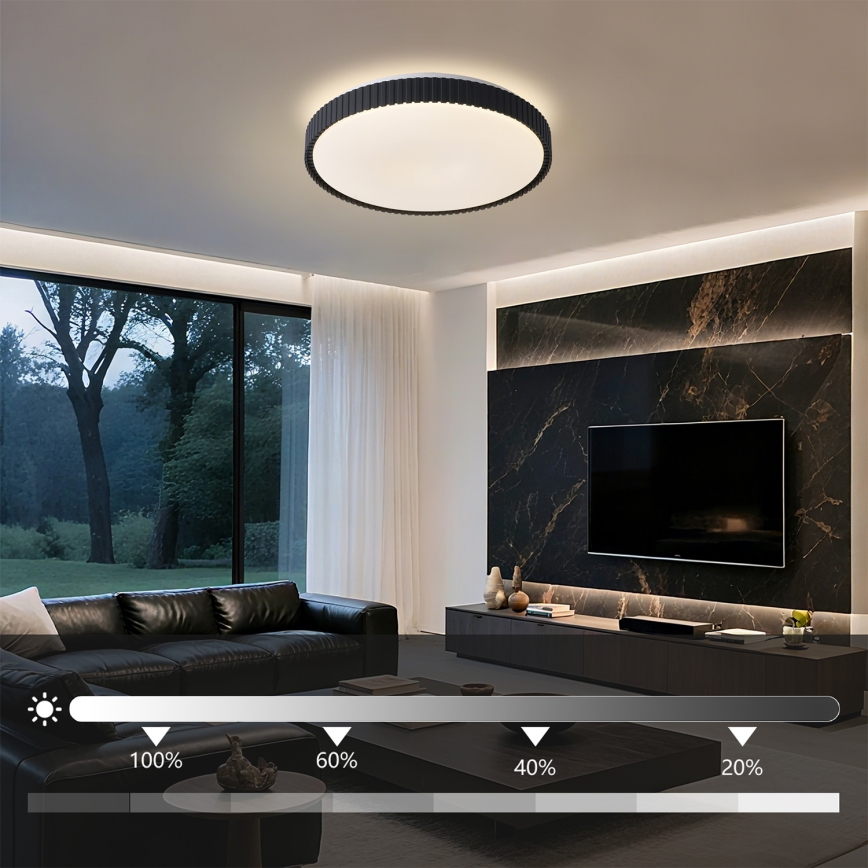 Brilagi - hämardatav LED-laelamp CORVO LED/72W/230V 3000-6000K must, läbimõõt 50 cm + kaugjuhtimispult
