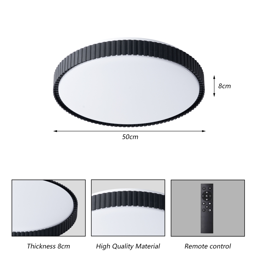 Brilagi - hämardatav LED-laelamp CORVO LED/72W/230V 3000-6000K must, läbimõõt 50 cm + kaugjuhtimispult