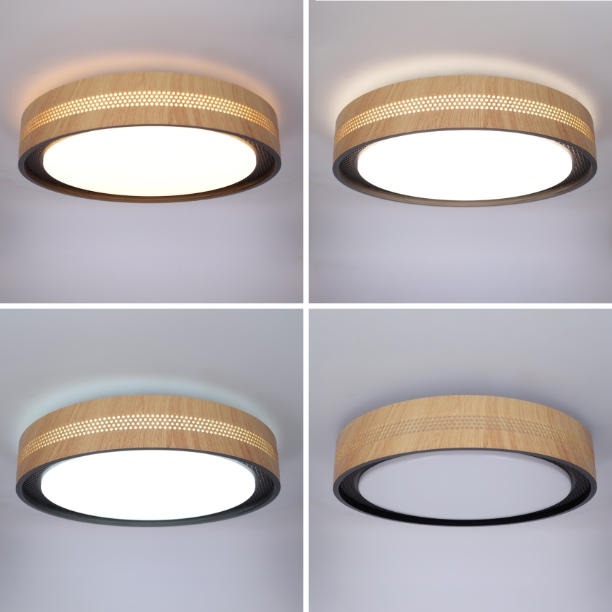 Brilagi - LED hämardatav laelamp COCI LED/48W/230V 3000-6500K läbimõõt 39 cm puitdekor/must + kaugjuhtimispult