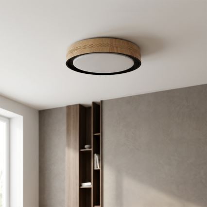 Brilagi - LED hämardatav laelamp COCI LED/48W/230V 3000-6500K läbimõõt 39 cm puitdekor/must + kaugjuhtimispult