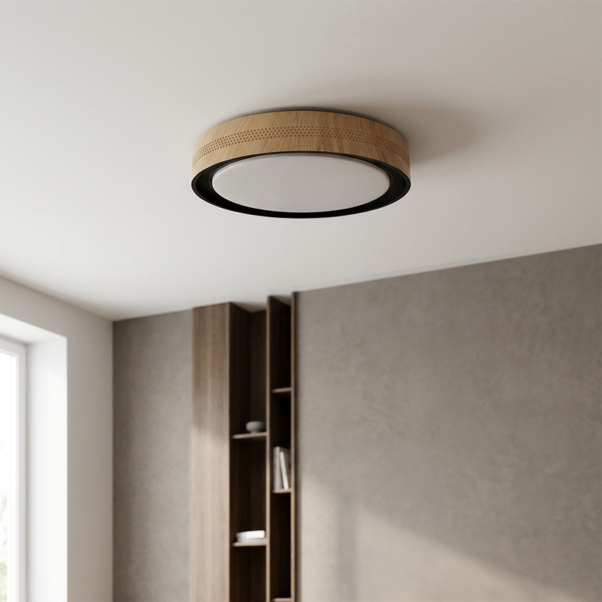 Brilagi - LED hämardatav laelamp COCI LED/48W/230V 3000-6500K läbimõõt 39 cm puitdekor/must + kaugjuhtimispult