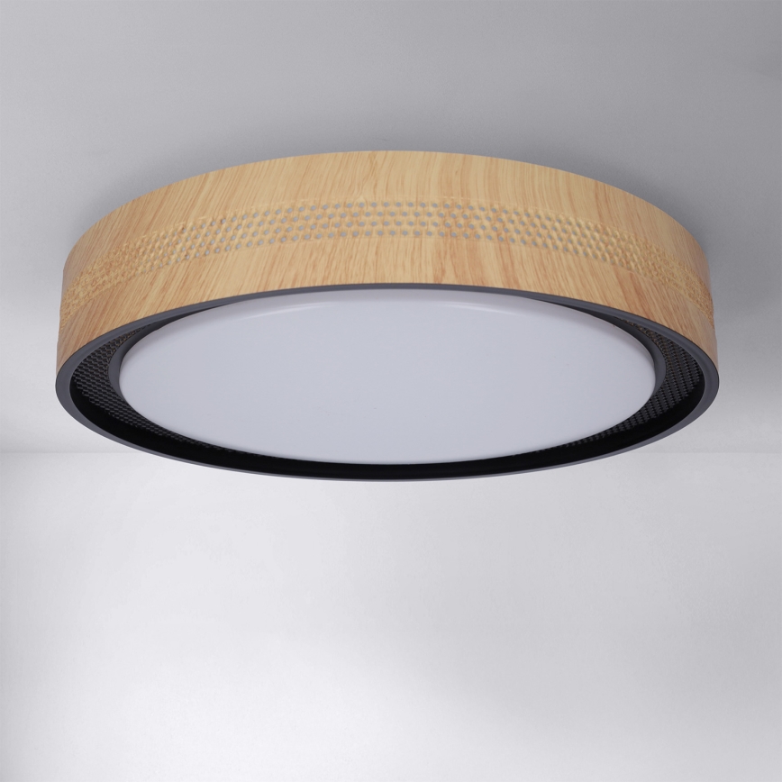 Brilagi - LED hämardatav laelamp COCI LED/48W/230V 3000-6500K läbimõõt 39 cm puitdekor/must + kaugjuhtimispult