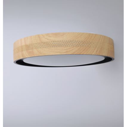 Brilagi - LED hämardatav laelamp COCI LED/48W/230V 3000-6500K läbimõõt 39 cm puitdekor/must + kaugjuhtimispult