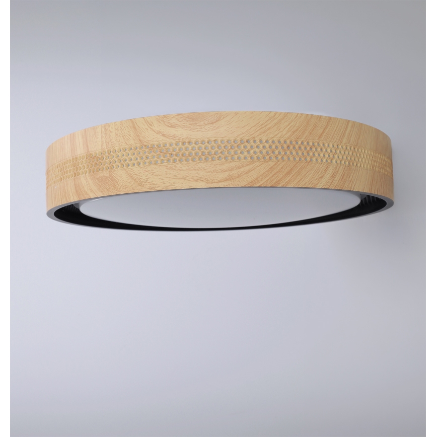 Brilagi - LED hämardatav laelamp COCI LED/48W/230V 3000-6500K läbimõõt 39 cm puitdekor/must + kaugjuhtimispult