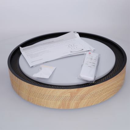 Brilagi - LED hämardatav laelamp COCI LED/48W/230V 3000-6500K läbimõõt 39 cm puitdekor/must + kaugjuhtimispult