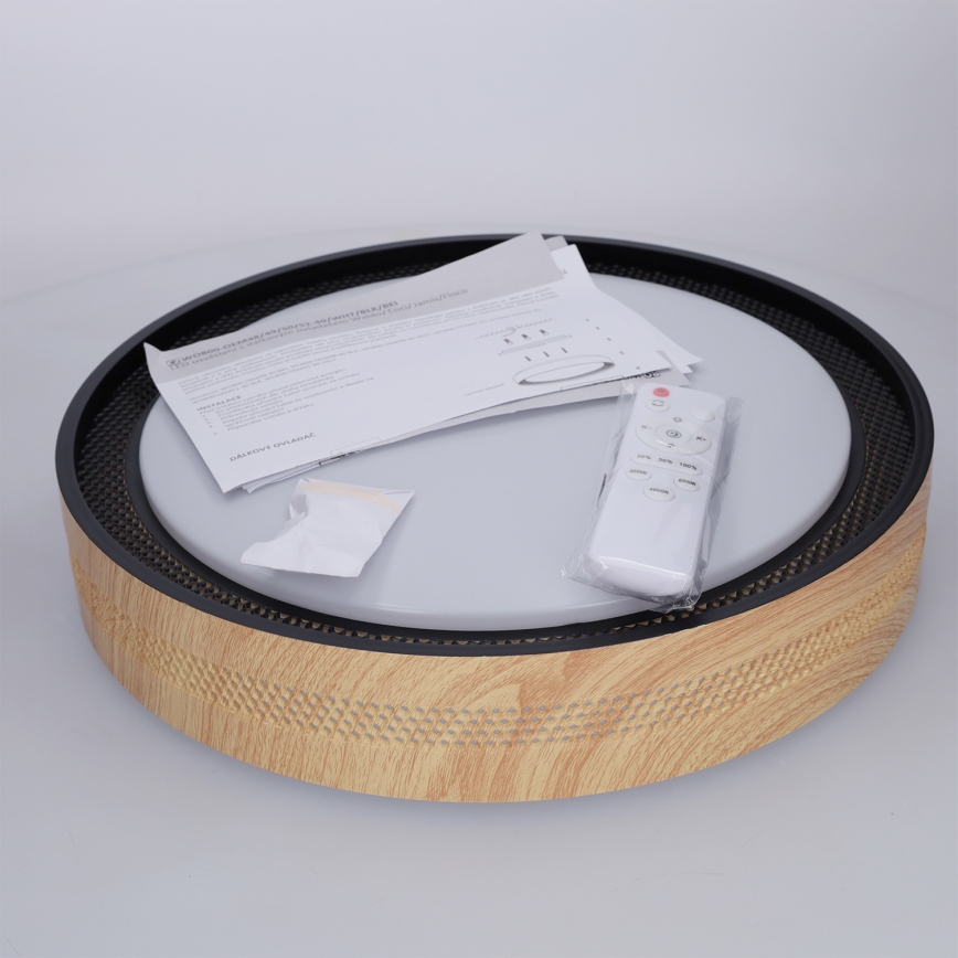 Brilagi - LED hämardatav laelamp COCI LED/48W/230V 3000-6500K läbimõõt 39 cm puitdekor/must + kaugjuhtimispult