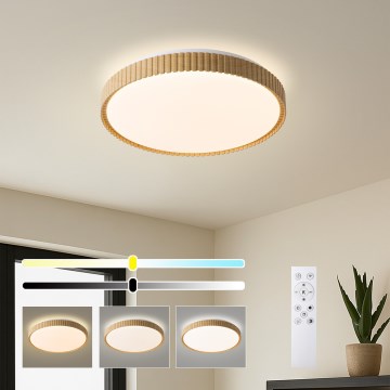 Brilagi - hämardatav LED-laelamp CORVO LED/72W/230V 3000-6000K puidukattega läbimõõt 50 cm + kaugjuhtimispult