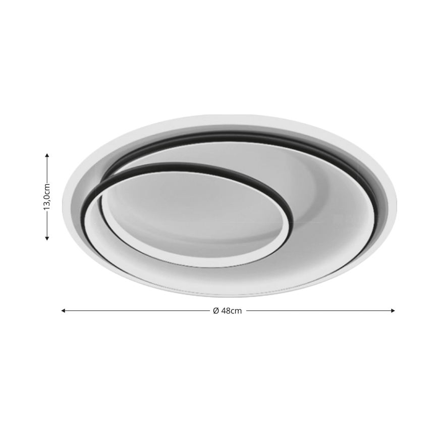 Brilagi - LED-hämardatav laelamp FLARE LED/38 W/230 V 3000–6000 K Ø 48 cm must/valge + kaugjuhtimispult
