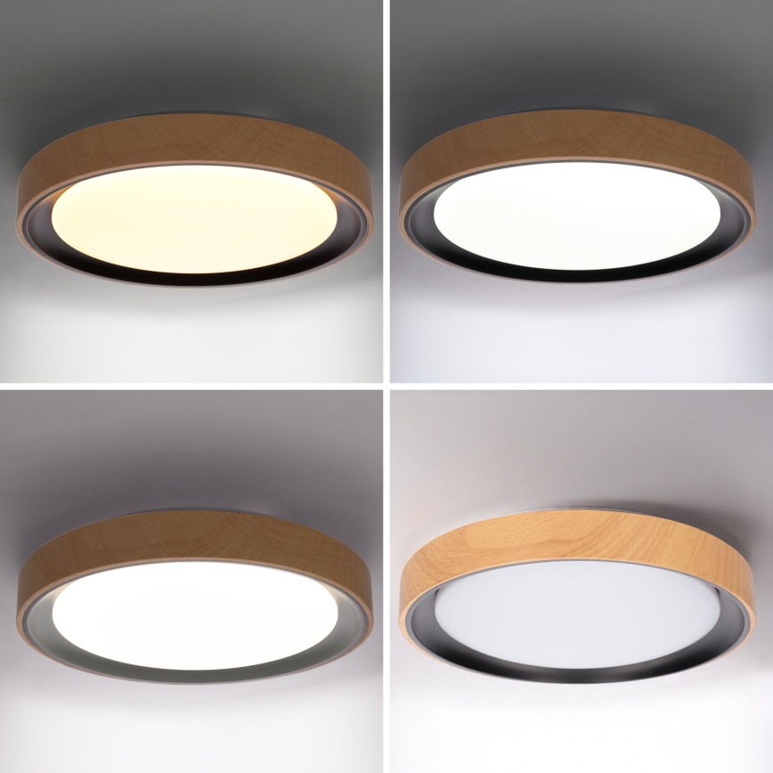 Brilagi - LED-hämardatav laelamp FLOCO LED/48W/230V 3000-6500K läbimõõt 40 cm puitdekoor/must + kaugjuhtimispult