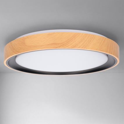 Brilagi - LED-hämardatav laelamp FLOCO LED/48W/230V 3000-6500K läbimõõt 40 cm puitdekoor/must + kaugjuhtimispult