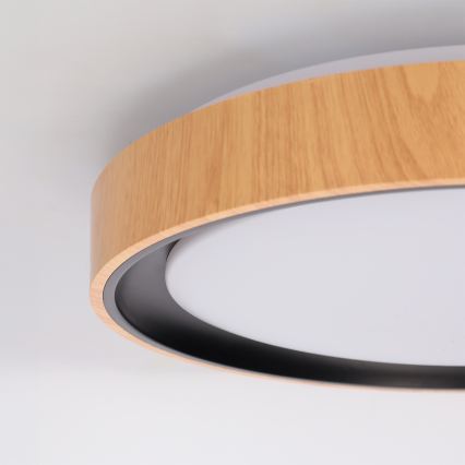 Brilagi - LED-hämardatav laelamp FLOCO LED/48W/230V 3000-6500K läbimõõt 40 cm puitdekoor/must + kaugjuhtimispult