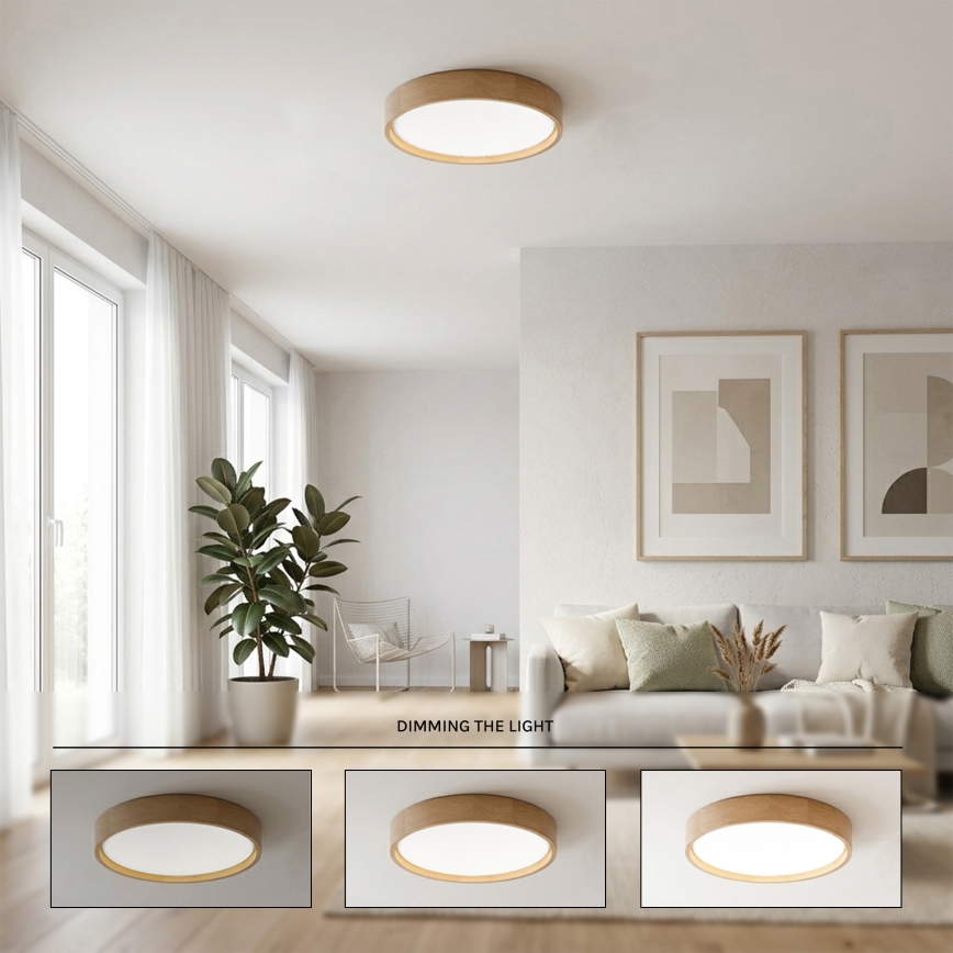 Brilagi - Hämardatav laelamp MANAROLA SMART STARS LED/24W/230V 3000-6000K Wi-Fi Tuya Beacon läbimõõt 41 cm tamm + kaugjuhtimispult