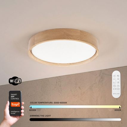 Brilagi - Hämardatav laelamp MANAROLA SMART STARS LED/24W/230V 3000-6000K Wi-Fi Tuya Beacon läbimõõt 41 cm tamm + kaugjuhtimispult