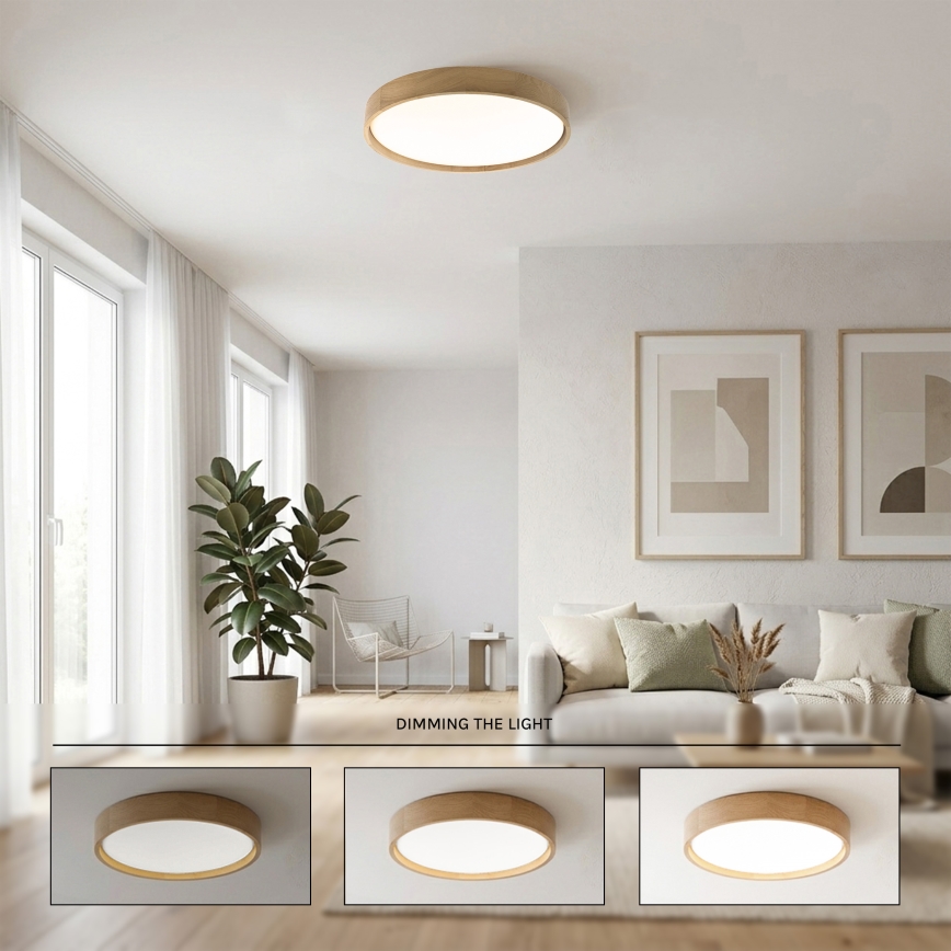 Brilagi - hämardatav LED laelamp MANAROLA SMART LED/36W/230V 3000-6000K Wi-Fi Tuya Beacon läbimõõt 51 cm tamm + kaugjuhtimispult
