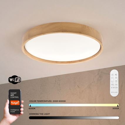 Brilagi - hämardatav LED laelamp MANAROLA SMART LED/36W/230V 3000-6000K Wi-Fi Tuya Beacon läbimõõt 51 cm tamm + kaugjuhtimispult