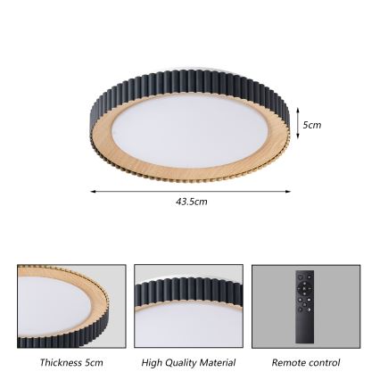 Brilagi - hämardatav LED-laelamp NEXO LED/48W/230V 3000-6000K must läbimõõt 43 cm + kaugjuhtimispult