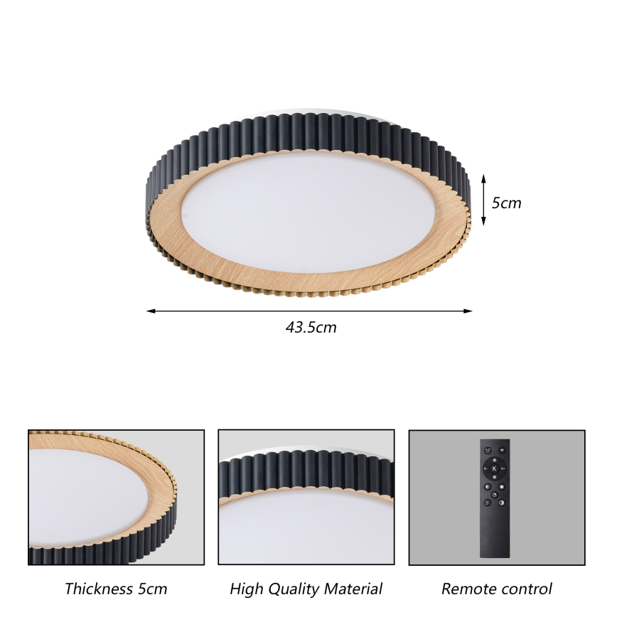 Brilagi - hämardatav LED-laelamp NEXO LED/48W/230V 3000-6000K must läbimõõt 43 cm + kaugjuhtimispult