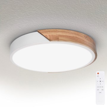 Brilagi - hämardatav LED-laelamp PILANA LED/48W/230V tamm/valge Ø 40 cm + kaugjuhtimispult