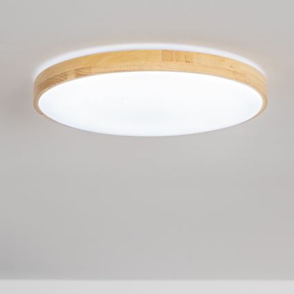 Brilagi - LED-hämardatav laelamp PINE LED/24W/230V puit, läbimõõt 42 cm, 3000-6500K + kaugjuhtimispult