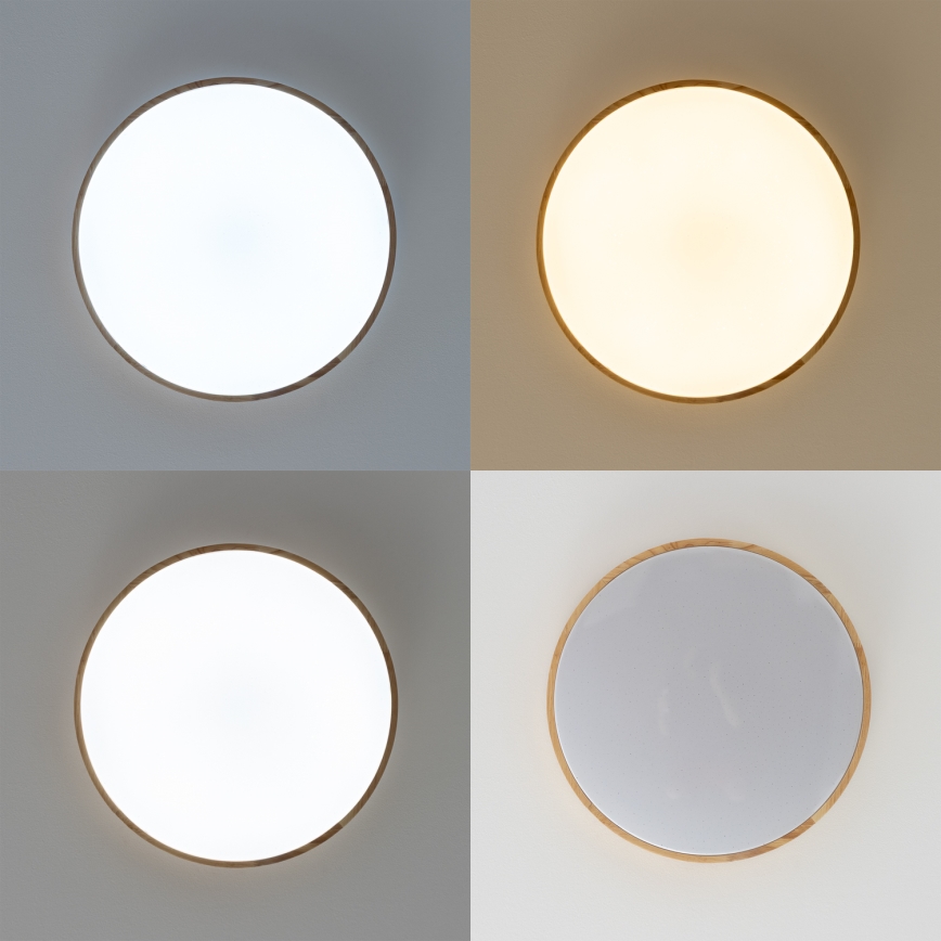 Brilagi - LED-hämardatav laelamp PINE LED/24W/230V puit, läbimõõt 42 cm, 3000-6500K + kaugjuhtimispult