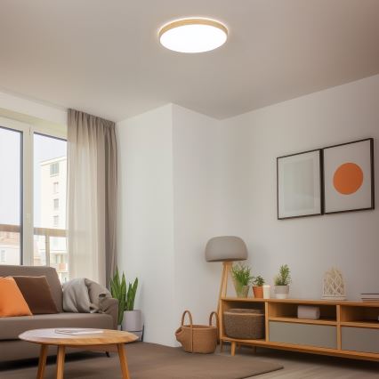 Brilagi - Hämardatav LED-laelamp PINE LED/60W/230V puit, läbimõõt 52 cm 3000-6500K + kaugjuhtimispult