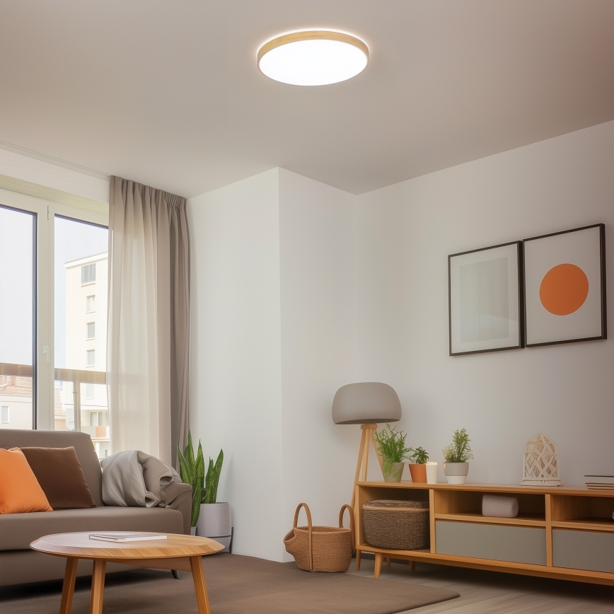 Brilagi - Hämardatav LED-laelamp PINE LED/60W/230V puit, läbimõõt 52 cm 3000-6500K + kaugjuhtimispult