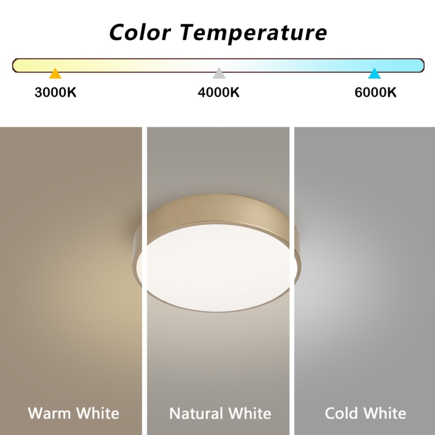 BRILAGI - LED hämardatav laevalgusti POOL LED/24W/230V 3000–6000K läbimõõt 20 cm kuldne + kaugjuhtimispult