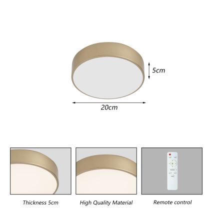 BRILAGI - LED hämardatav laevalgusti POOL LED/24W/230V 3000–6000K läbimõõt 20 cm kuldne + kaugjuhtimispult