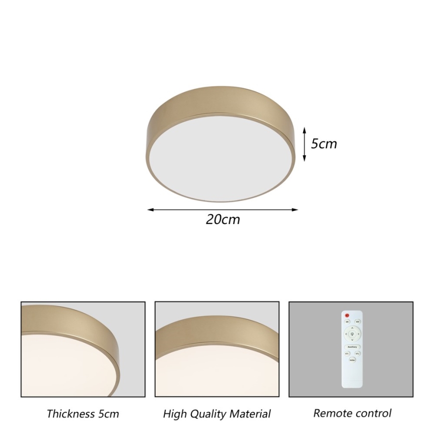 BRILAGI - LED hämardatav laevalgusti POOL LED/24W/230V 3000–6000K läbimõõt 20 cm kuldne + kaugjuhtimispult