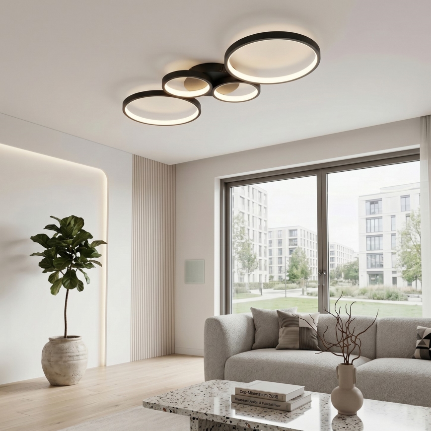 Brilagi - Hämardatav LED-laelamp RINGO LED/34W/230V 3000-6000K 28x78 cm must + kaugjuhtimispult