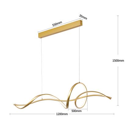 Brilagi - LED hämardatav ripplamp traadil SIGNATURE LED/55W/230V 3000-6000K 120x23 cm kuldne + kaugjuhtimispult