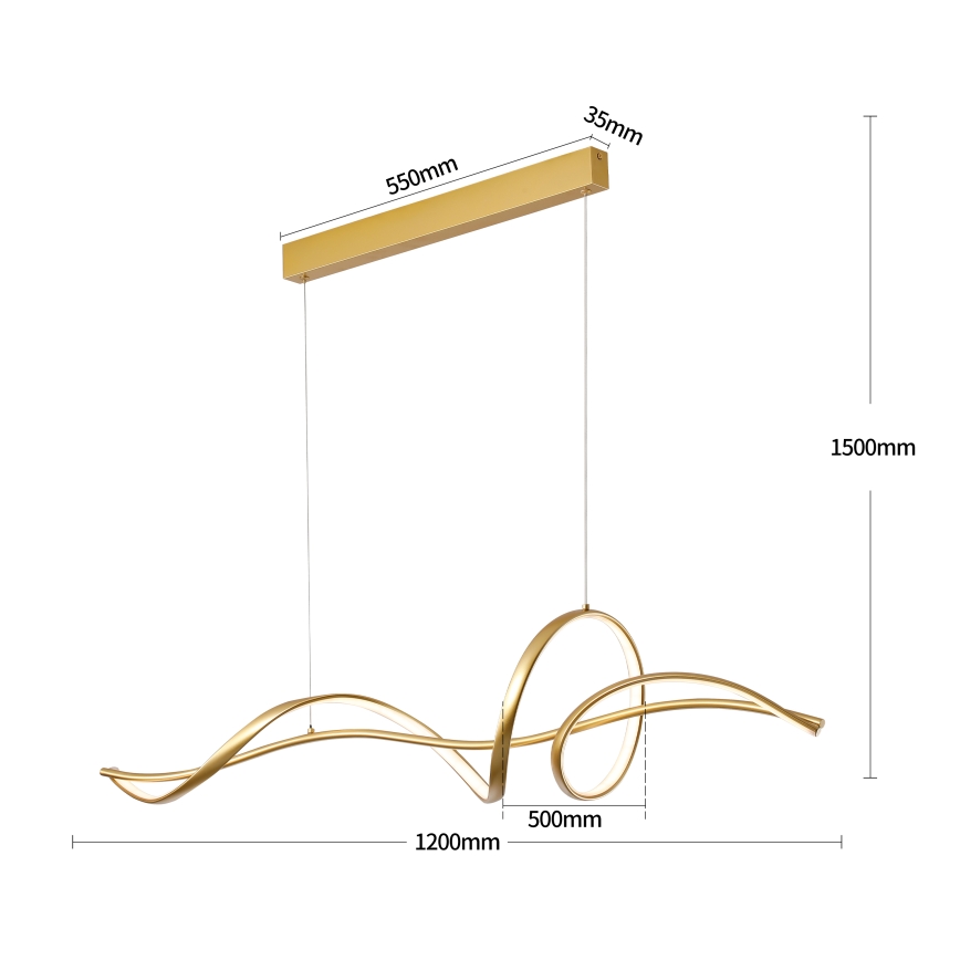 Brilagi - LED hämardatav ripplamp traadil SIGNATURE LED/55W/230V 3000-6000K 120x23 cm kuldne + kaugjuhtimispult