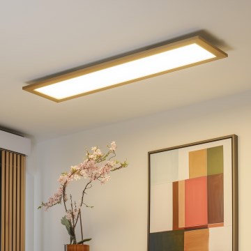 Brilagi - hämardatav LED-laelamp SLIMFRAME WOOD LED/58W/230V 124x34 cm 3000-6000K pruun + kaugjuhtimispult