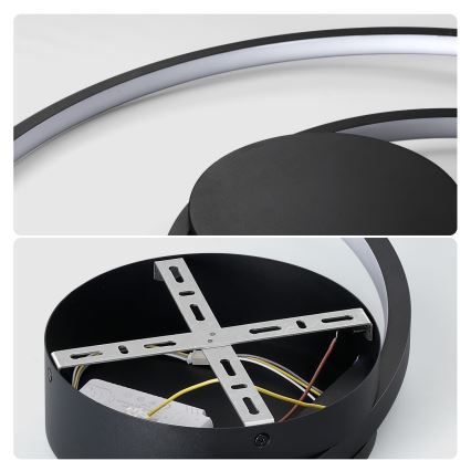 Brilagi - hämardatav LED-laelamp TWISTER 48W/230V 3000–6000K, Ø 50 cm, must + kaugjuhtimispult