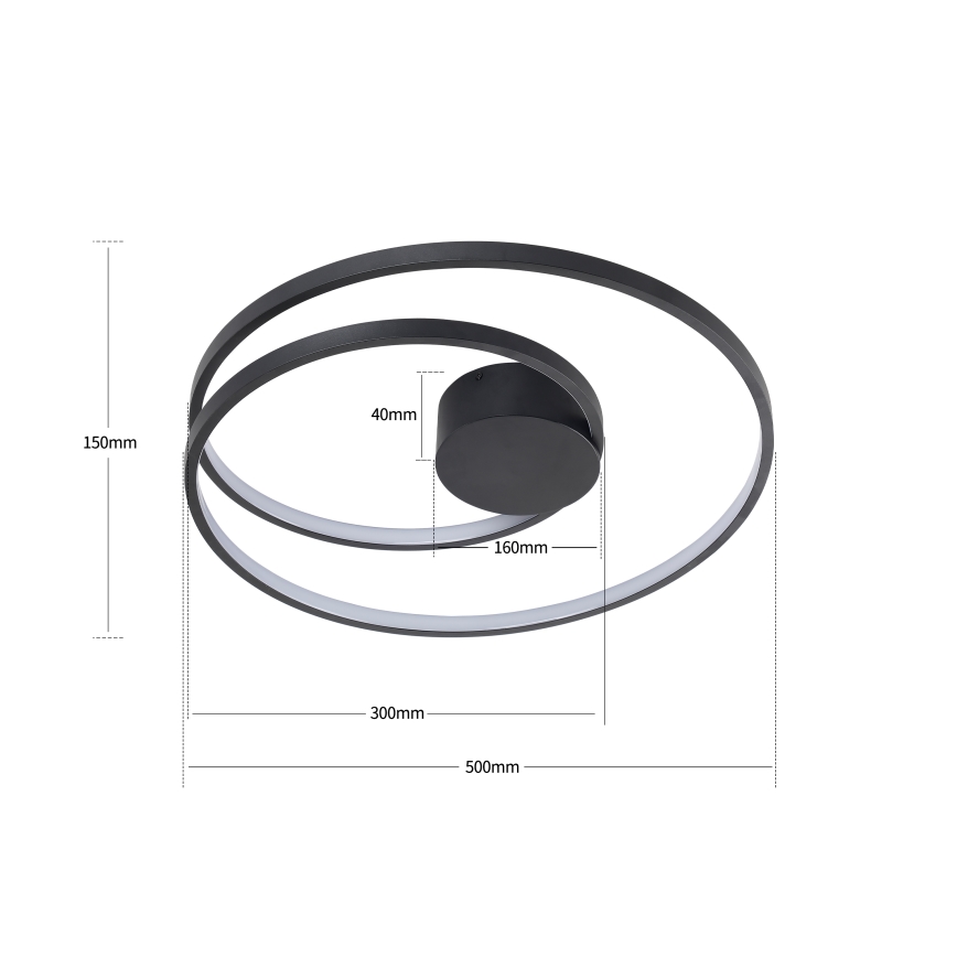 Brilagi - hämardatav LED-laelamp TWISTER 48W/230V 3000–6000K, Ø 50 cm, must + kaugjuhtimispult