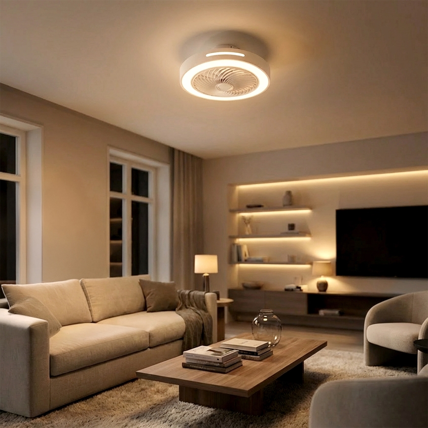 Brilagi - hämardatav LED-laelamp ventilaatoriga LED/38W/230V 3000-6500K 3000-6500K läbimõõt 46 cm valge + kaugjuhtimispult