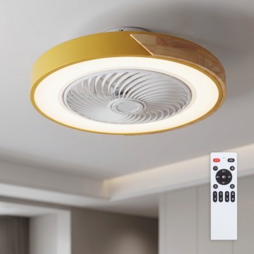 Brilagi - Hämardatav LED-laelamp ventilaatoriga LED/38W/230V 3000-6500K 3000-6500K läbimõõt 50 cm kuldne/tamm + kaugjuhtimispult