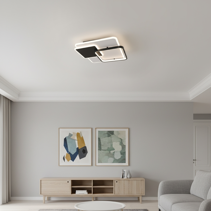 Brilagi - LED-hämardatav laevalgusti FLARE LED/64W/230V 3000-6000K 45x45 cm valge/must + kaugjuhtimispult