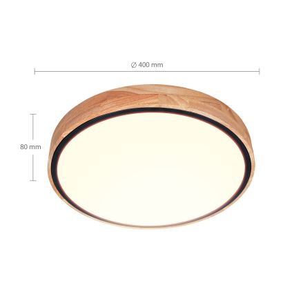 Brilagi - LED hämardatav laelamp GLORIA LED/48W/230V 3000-6500K tamm läbimõõt 40 cm + kaugjuhtimispult
