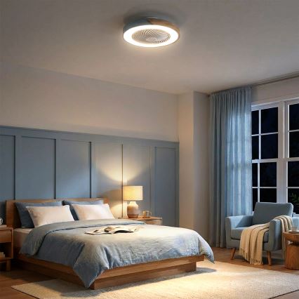 Brilagi - LED-hämardatav laelamp koos ventilaatoriga LED/38W/230V 3000-6500K läbimõõt 50 cm sinine/tamm + kaugjuhtimispult