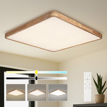 BRILAGI - Hämardatav LED-laevalgusti WOODLINE SQUARE LED/180W/230V 3000-6000K tammeviimistlusega 100x100 cm + kaugjuhtimispult