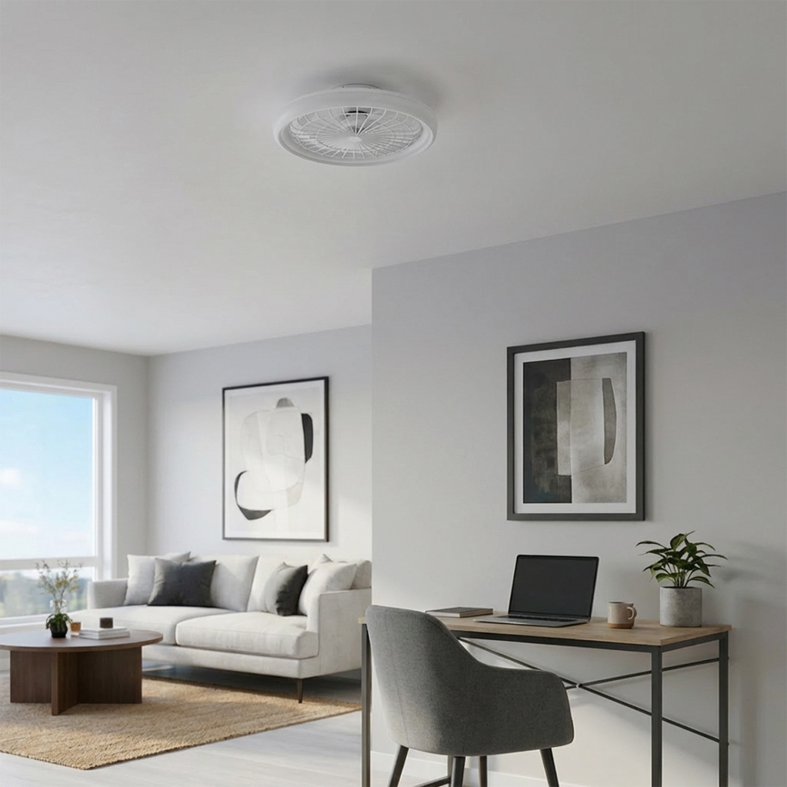 Brilagi - LED hämardatav laeventilaator LED/40W/230V läbimõõt 48 cm valge + kaugjuhtimispult