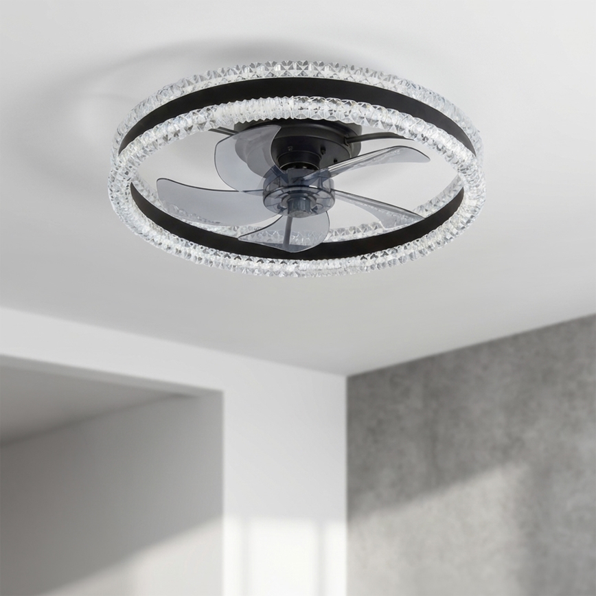 Brilagi - LED-hämardatav laeventilaator LED/62W/230V Ø 50 cm must + kaugjuhtimispult