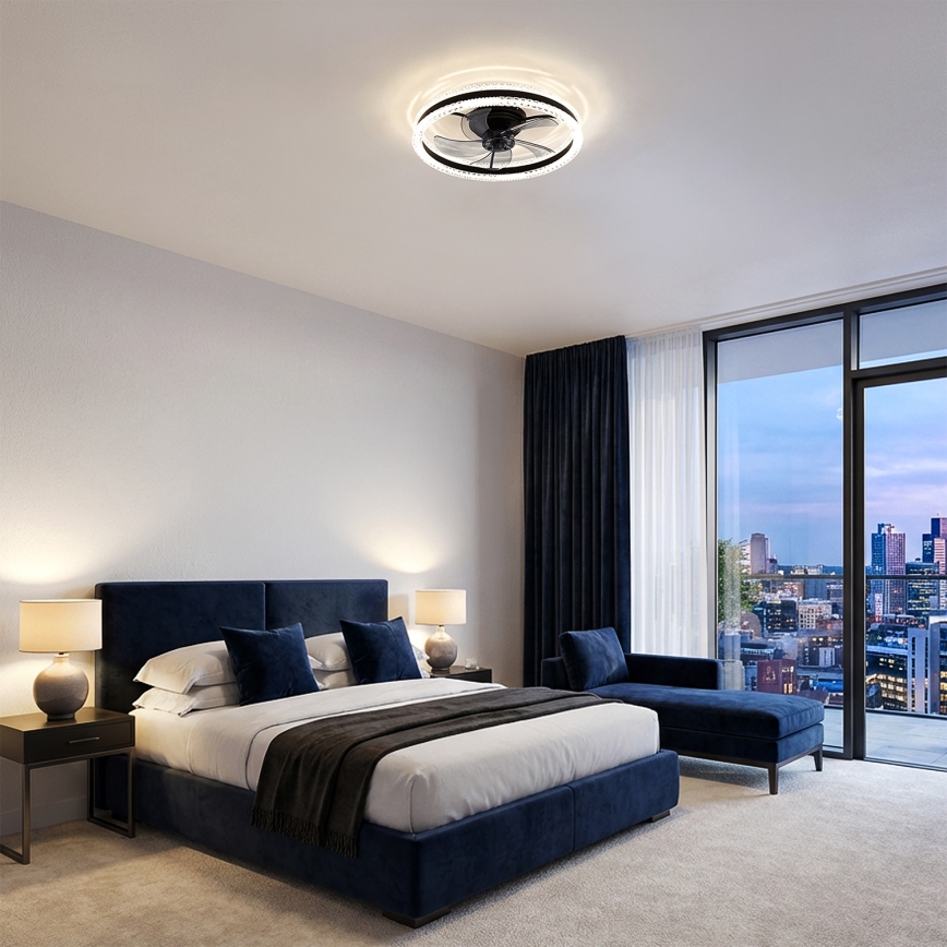 Brilagi - LED-hämardatav laeventilaator LED/62W/230V Ø 50 cm must + kaugjuhtimispult